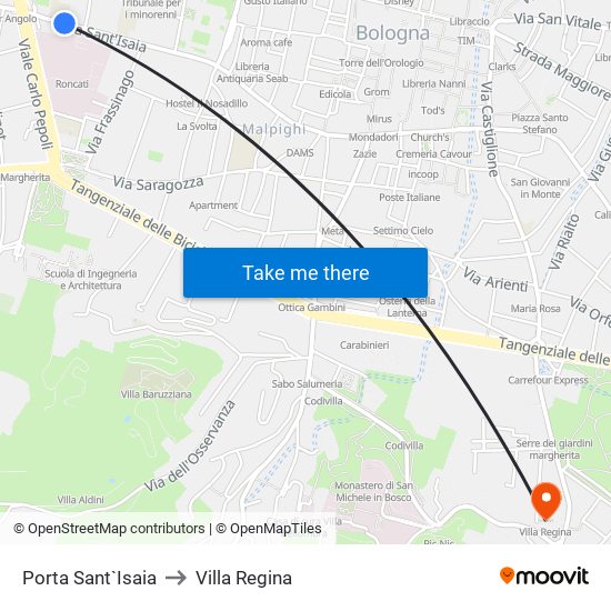 Porta Sant`Isaia to Villa Regina map