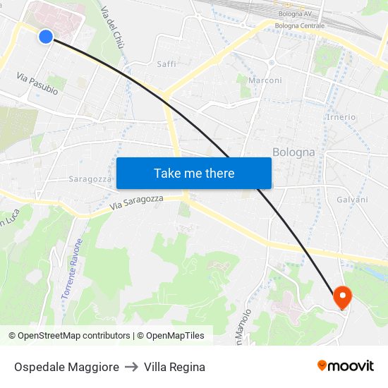 Ospedale Maggiore to Villa Regina map