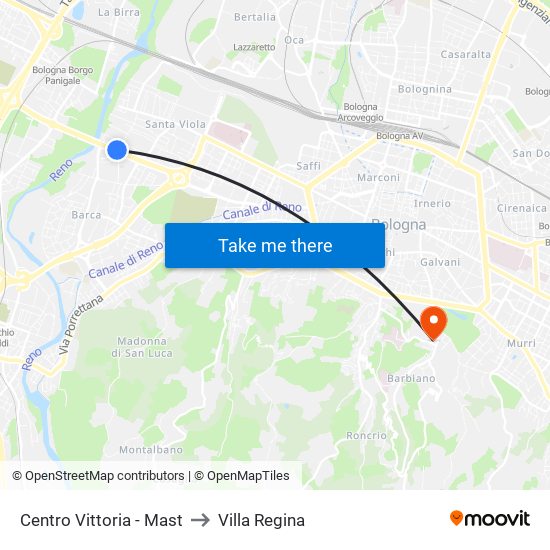 Centro Vittoria - Mast to Villa Regina map