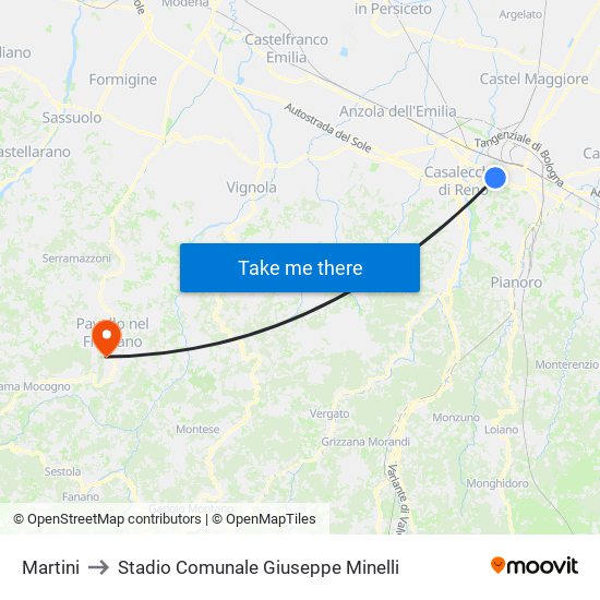 Martini to Stadio Comunale Giuseppe Minelli map