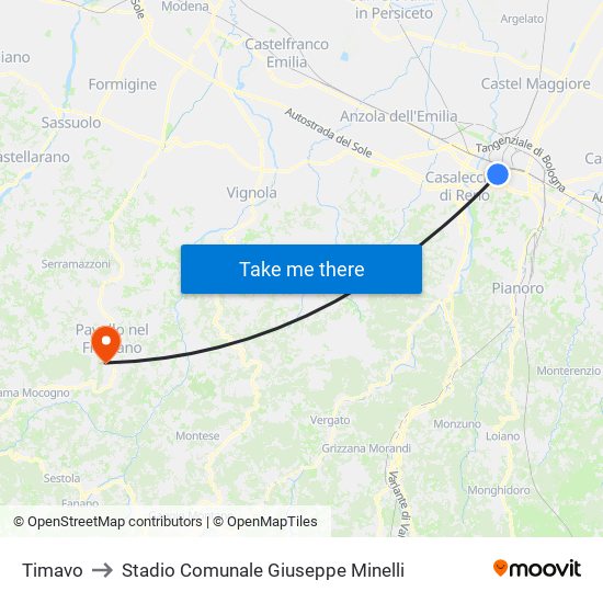 Timavo to Stadio Comunale Giuseppe Minelli map