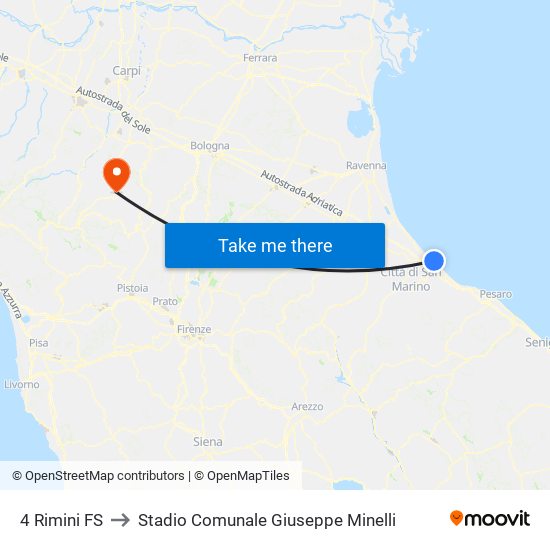 4 Rimini FS to Stadio Comunale Giuseppe Minelli map