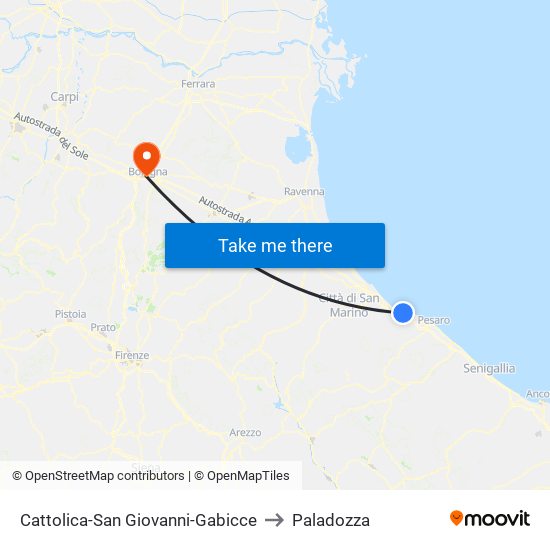 Cattolica-San Giovanni-Gabicce to Paladozza map