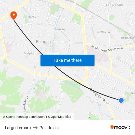 Largo Lercaro to Paladozza map