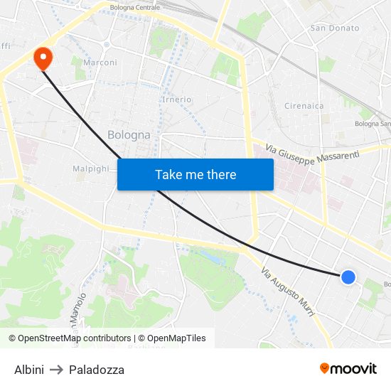 Albini to Paladozza map