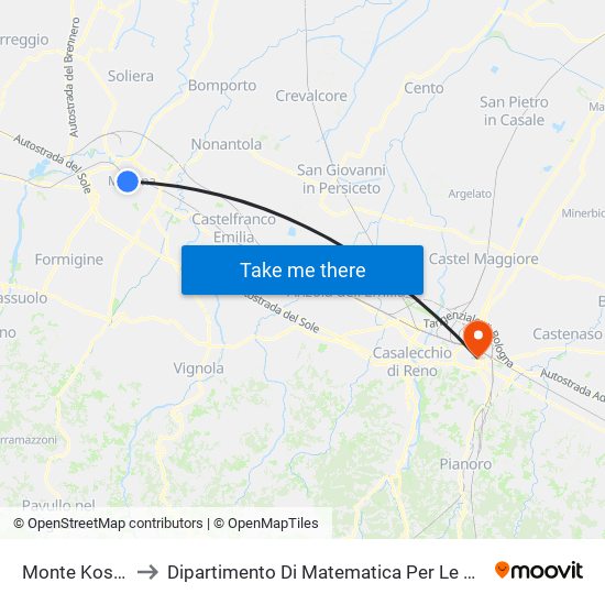 Monte Kosica Barozzi to Dipartimento Di Matematica Per Le Scienze Economiche E Sociali map