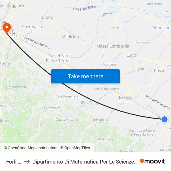 Forli FS A to Dipartimento Di Matematica Per Le Scienze Economiche E Sociali map