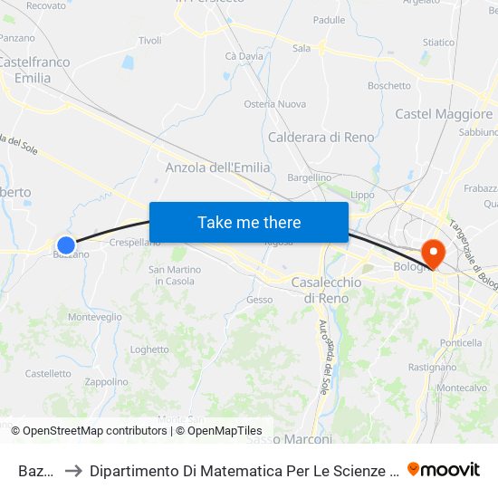 Bazzano to Dipartimento Di Matematica Per Le Scienze Economiche E Sociali map