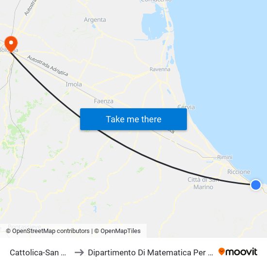 Cattolica-San Giovanni-Gabicce to Dipartimento Di Matematica Per Le Scienze Economiche E Sociali map