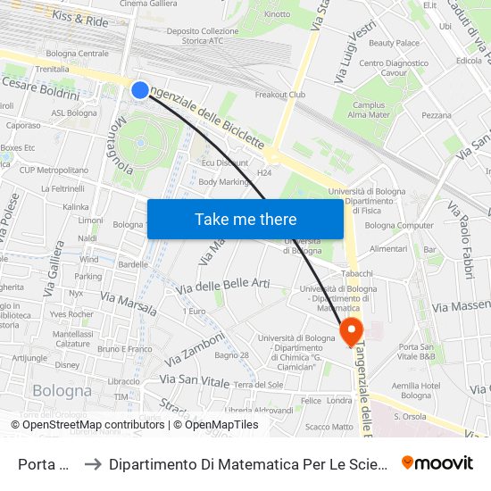 Porta Galliera to Dipartimento Di Matematica Per Le Scienze Economiche E Sociali map