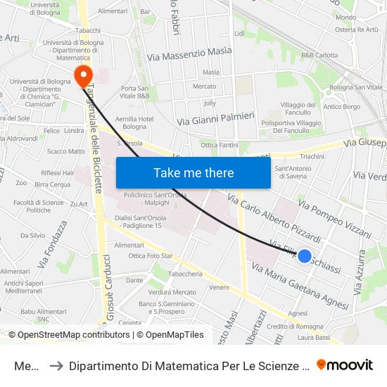 Mengoli to Dipartimento Di Matematica Per Le Scienze Economiche E Sociali map