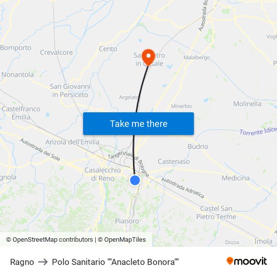 Ragno to Polo Sanitario ""Anacleto Bonora"" map