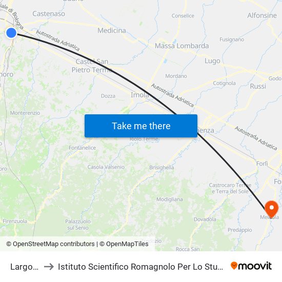 Largo Lercaro to Istituto Scientifico Romagnolo Per Lo Studio E La Cura Dei Tumori (I.R.S.T.) S.R.L. map