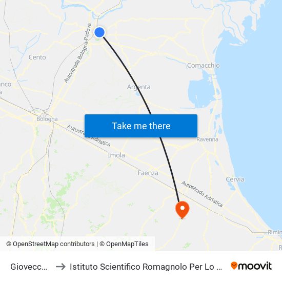 Giovecca Montebello to Istituto Scientifico Romagnolo Per Lo Studio E La Cura Dei Tumori (I.R.S.T.) S.R.L. map