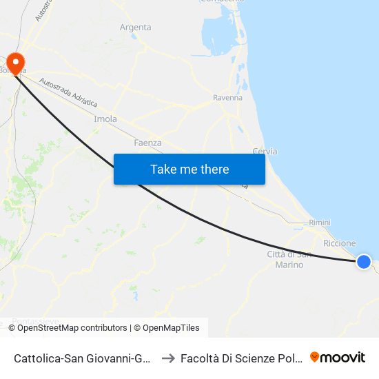 Cattolica-San Giovanni-Gabicce to Facoltà Di Scienze Politiche map