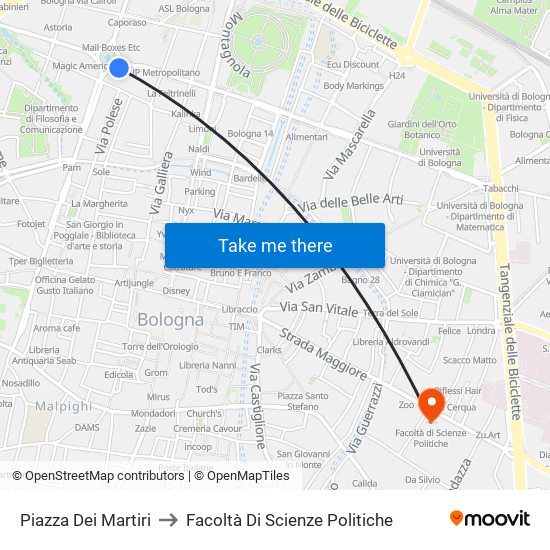 Piazza Dei Martiri to Facoltà Di Scienze Politiche map