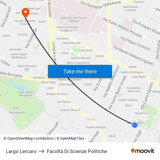 Largo Lercaro to Facoltà Di Scienze Politiche map