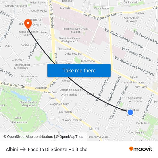 Albini to Facoltà Di Scienze Politiche map