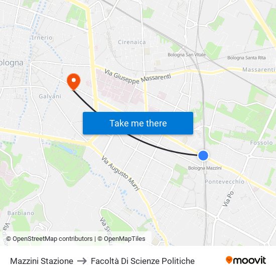 Mazzini Stazione to Facoltà Di Scienze Politiche map