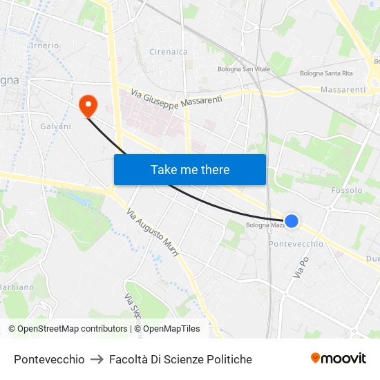 Pontevecchio to Facoltà Di Scienze Politiche map