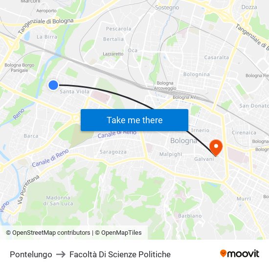 Pontelungo to Facoltà Di Scienze Politiche map