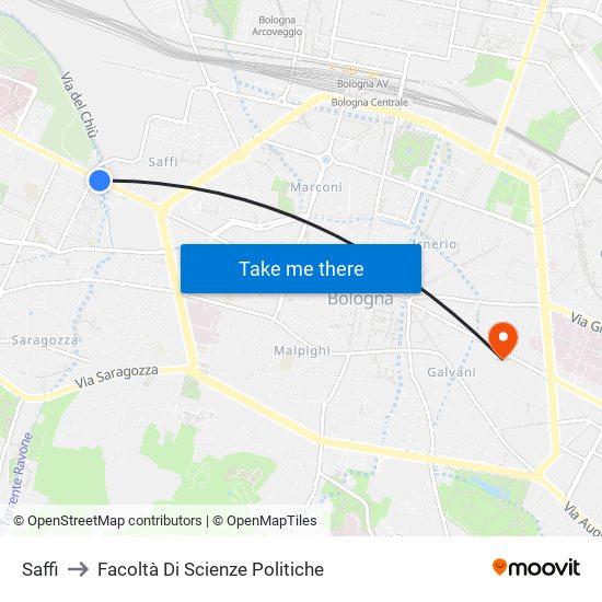 Saffi to Facoltà Di Scienze Politiche map