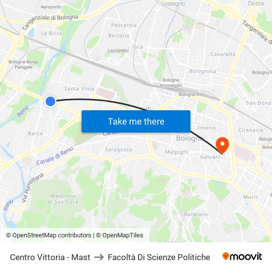 Centro Vittoria - Mast to Facoltà Di Scienze Politiche map