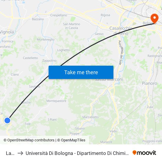 Lame to Università Di Bologna - Dipartimento Di Chimica ""G. Ciamician"" map