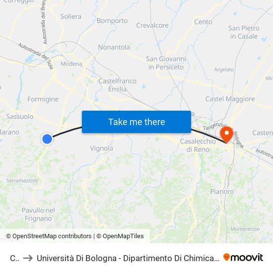 Cai to Università Di Bologna - Dipartimento Di Chimica ""G. Ciamician"" map