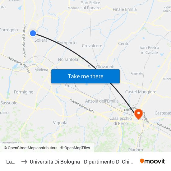 Lama 1 to Università Di Bologna - Dipartimento Di Chimica ""G. Ciamician"" map