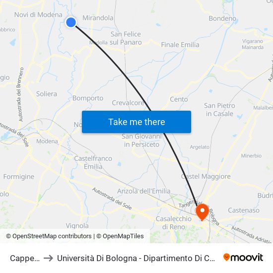 Cappelletta to Università Di Bologna - Dipartimento Di Chimica ""G. Ciamician"" map