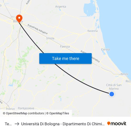 Teglio to Università Di Bologna - Dipartimento Di Chimica ""G. Ciamician"" map