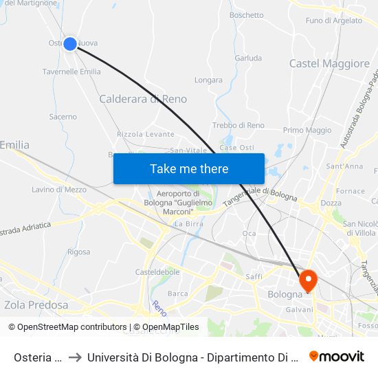 Osteria Nuova to Università Di Bologna - Dipartimento Di Chimica ""G. Ciamician"" map