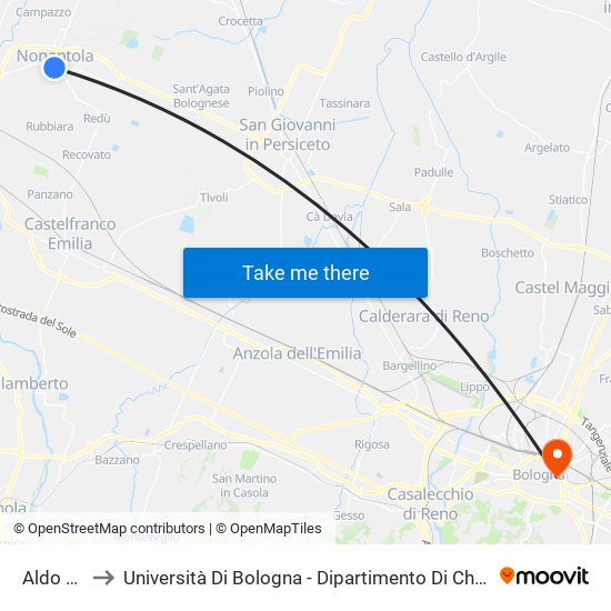 Aldo Moro to Università Di Bologna - Dipartimento Di Chimica ""G. Ciamician"" map