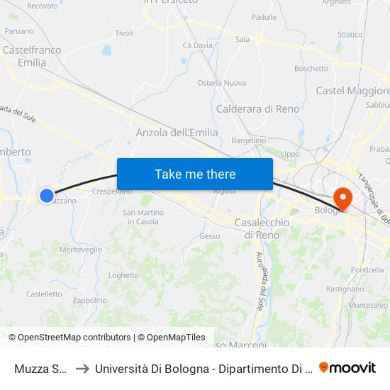 Muzza Spadetta to Università Di Bologna - Dipartimento Di Chimica ""G. Ciamician"" map