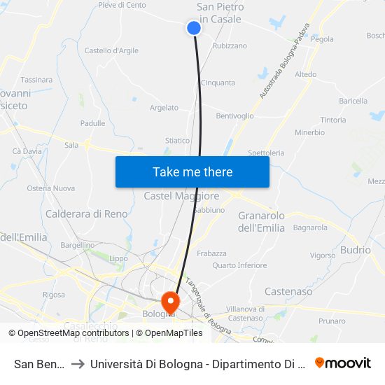 San Benedetto to Università Di Bologna - Dipartimento Di Chimica ""G. Ciamician"" map
