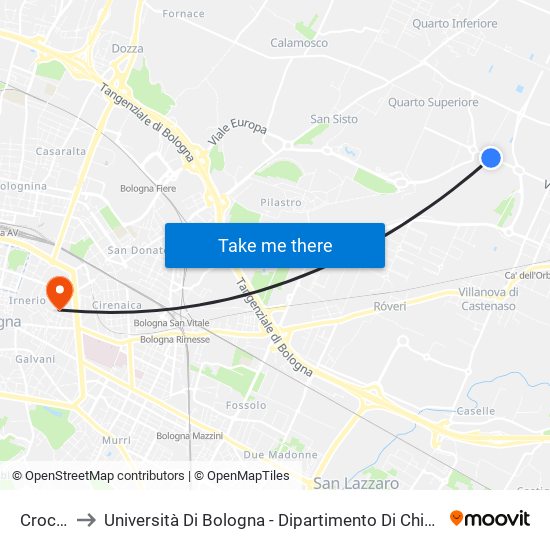 Crocione to Università Di Bologna - Dipartimento Di Chimica ""G. Ciamician"" map