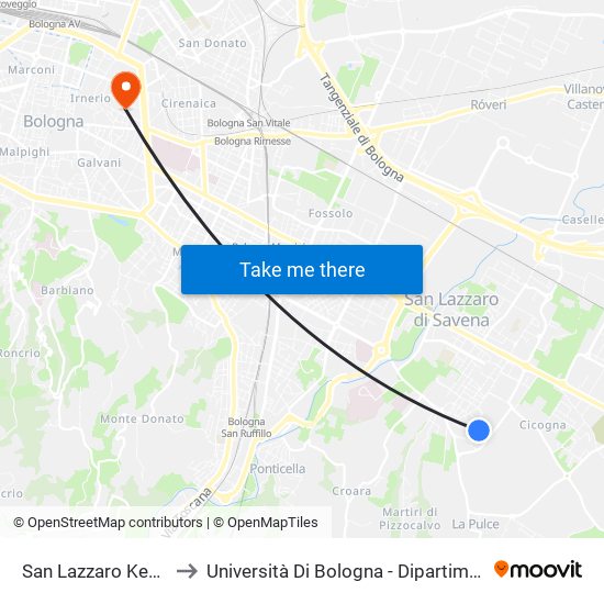 San Lazzaro Kennedy - Scornetta to Università Di Bologna - Dipartimento Di Chimica ""G. Ciamician"" map