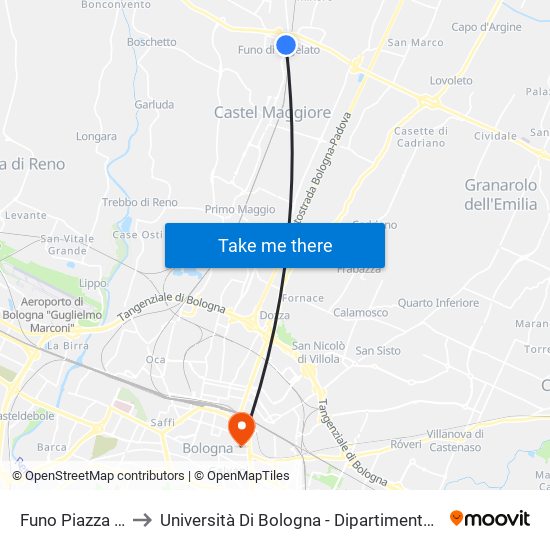 Funo Piazza Resistenza to Università Di Bologna - Dipartimento Di Chimica ""G. Ciamician"" map