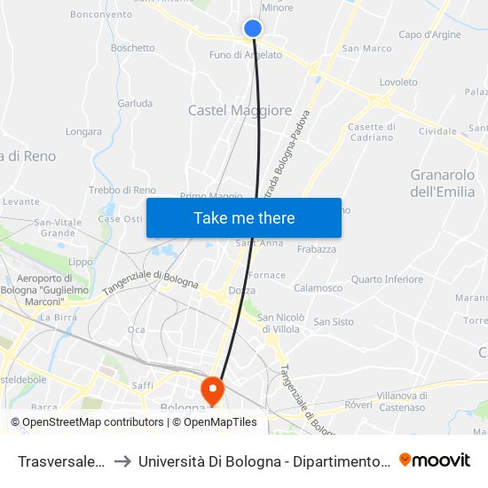 Trasversale Di Pianura to Università Di Bologna - Dipartimento Di Chimica ""G. Ciamician"" map