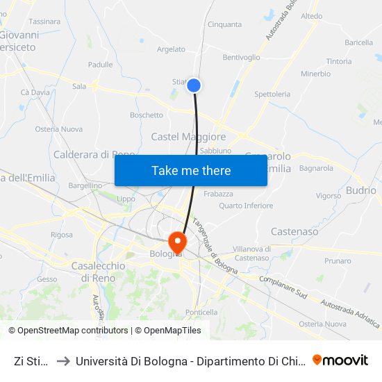 Zi Stiatico to Università Di Bologna - Dipartimento Di Chimica ""G. Ciamician"" map