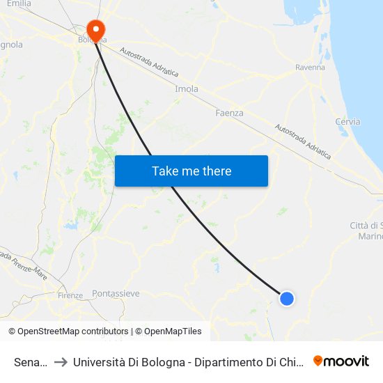 Senatello to Università Di Bologna - Dipartimento Di Chimica ""G. Ciamician"" map