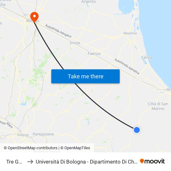 Tre Genghe to Università Di Bologna - Dipartimento Di Chimica ""G. Ciamician"" map