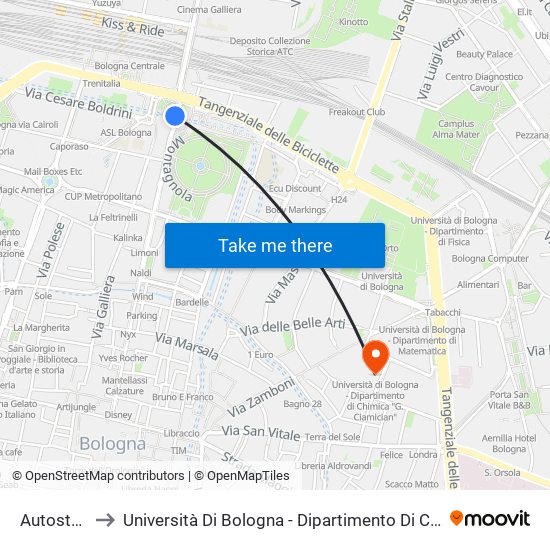 Autostazione to Università Di Bologna - Dipartimento Di Chimica ""G. Ciamician"" map