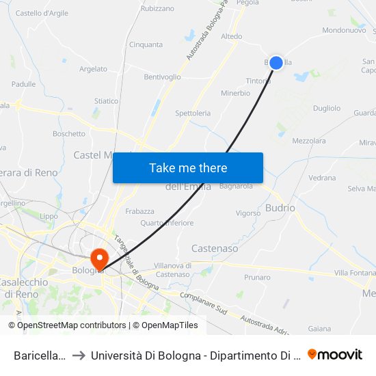 Baricella Scuole to Università Di Bologna - Dipartimento Di Chimica ""G. Ciamician"" map