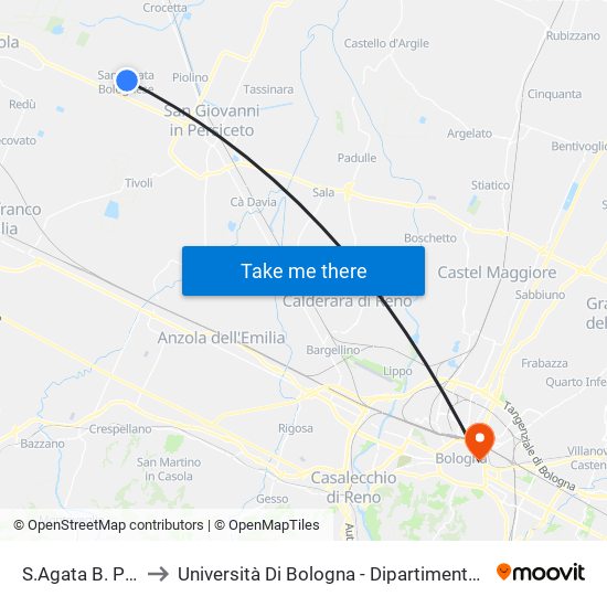 S.Agata B. Porta Otesia to Università Di Bologna - Dipartimento Di Chimica ""G. Ciamician"" map