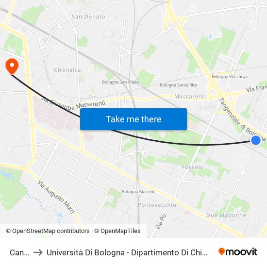 Canova to Università Di Bologna - Dipartimento Di Chimica ""G. Ciamician"" map