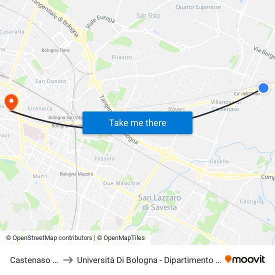 Castenaso Villa Brizzi to Università Di Bologna - Dipartimento Di Chimica ""G. Ciamician"" map