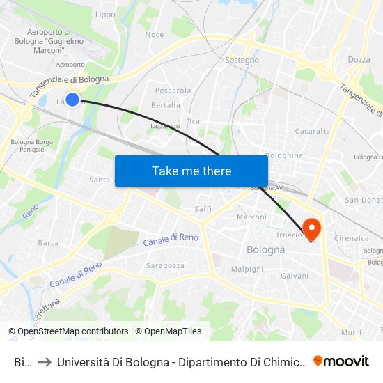 Birra to Università Di Bologna - Dipartimento Di Chimica ""G. Ciamician"" map