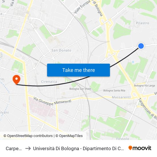 Carpentiere to Università Di Bologna - Dipartimento Di Chimica ""G. Ciamician"" map